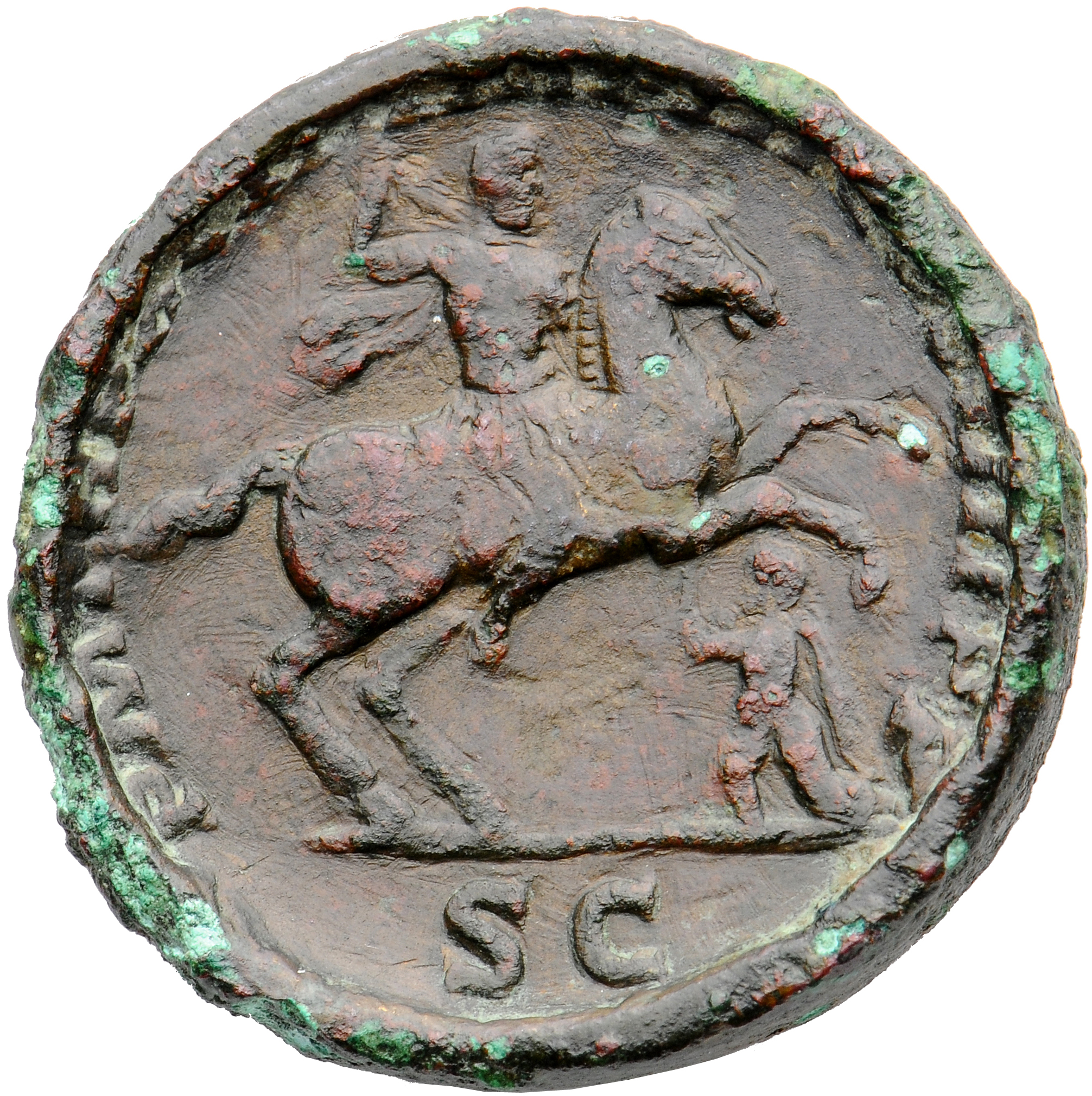 RIC IV Caracalla 547 Caracalla reverse, Caracalla, in military attire, on horse galloping right, trampling fallen enemy