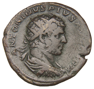 RIC IV Caracalla 549A Caracalla obverse, Bust of Caracalla, radiate, draped, cuirassed, right