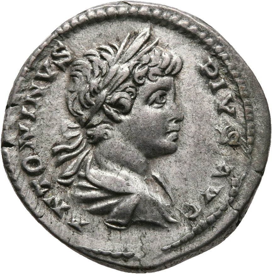 RIC IV Caracalla 54A Caracalla obverse, Bust of Caracalla, laureate, draped, cuirassed, right
