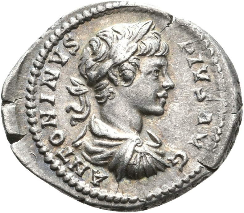 RIC IV Caracalla 54A Caracalla obverse, Bust of Caracalla, laureate, draped, cuirassed, right