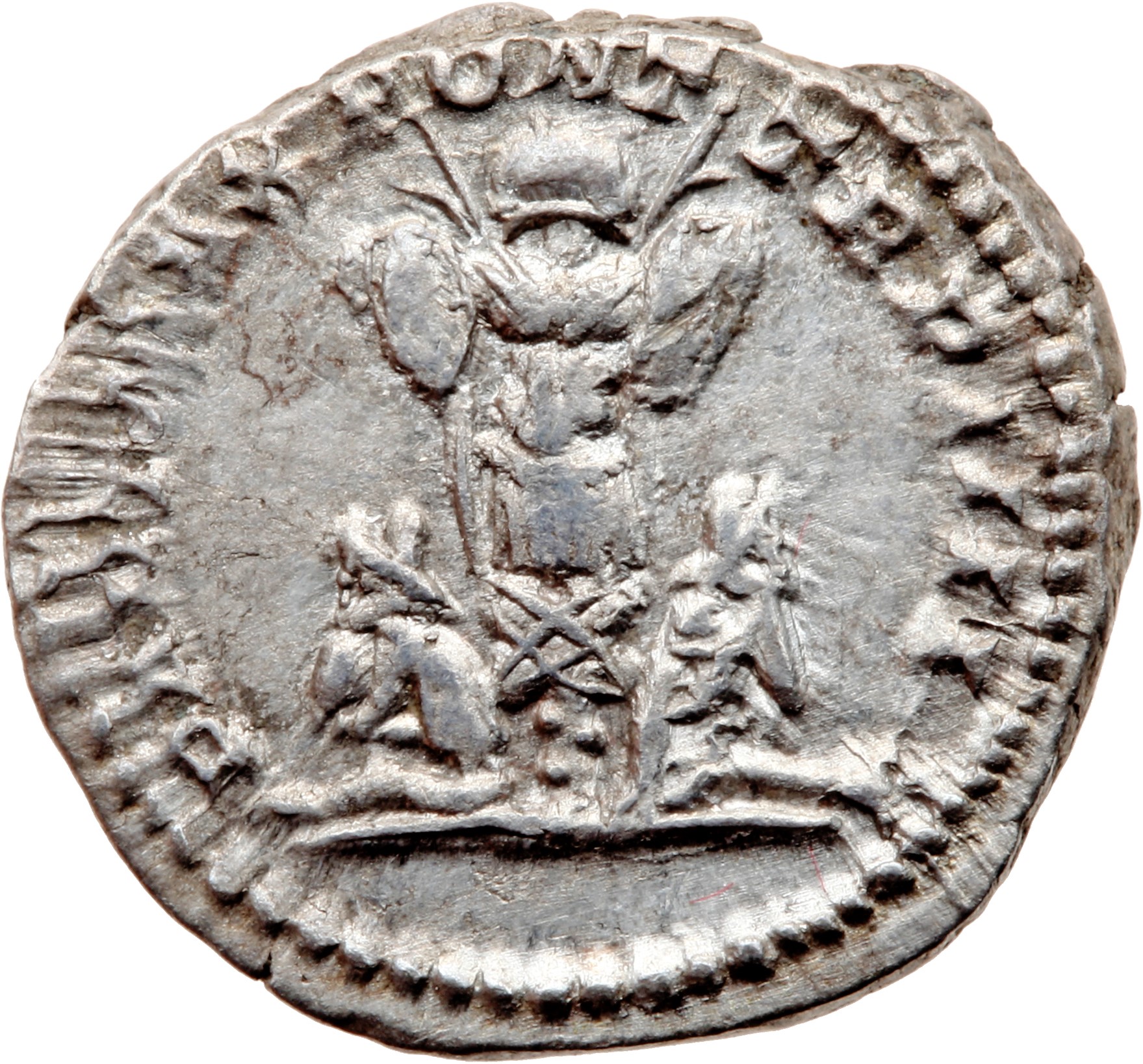 RIC IV Caracalla 54B Caracalla reverse, Two captives, seated back to back, mourning, left and right of central trophy