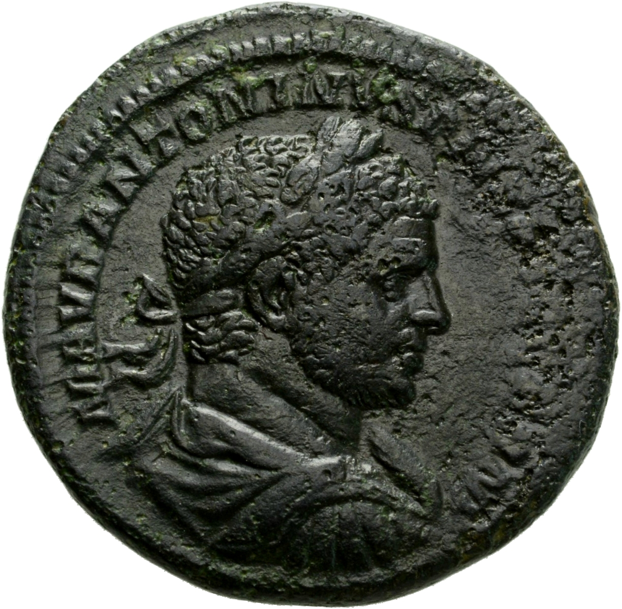 RIC IV Caracalla 563 Caracalla obverse, Head of Caracalla, laureate, right