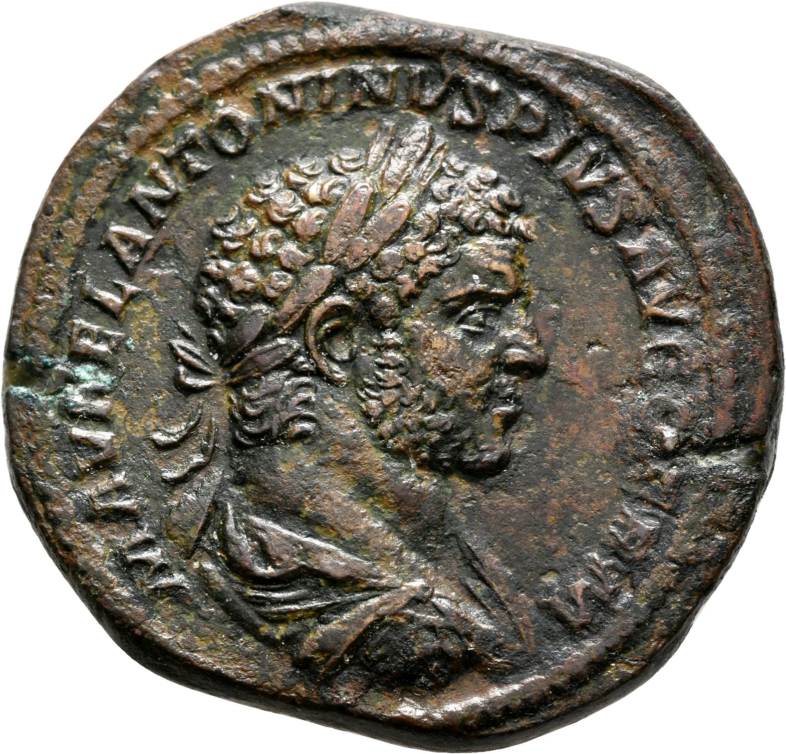RIC IV Caracalla 573A Caracalla obverse, Bust of Caracalla, laureate, draped, cuirassed, right