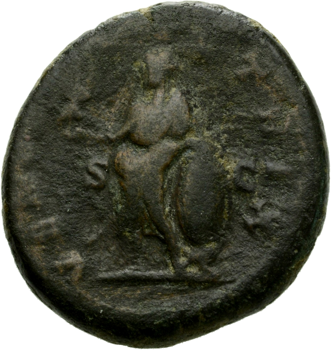 RIC IV Caracalla 577B Caracalla reverse, Venus, draped, standing left, holding Victory in extended right hand and spear in...