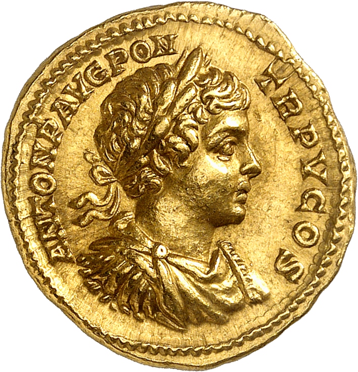 RIC IV Caracalla 58 Caracalla obverse, Bust of Caracalla, laureate, draped, cuirassed, right