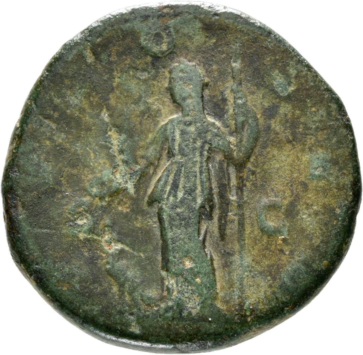 RIC IV Caracalla 598 (dupondius) Caracalla reverse, Juno, veiled, draped, standing left, holding patera in extended right ...