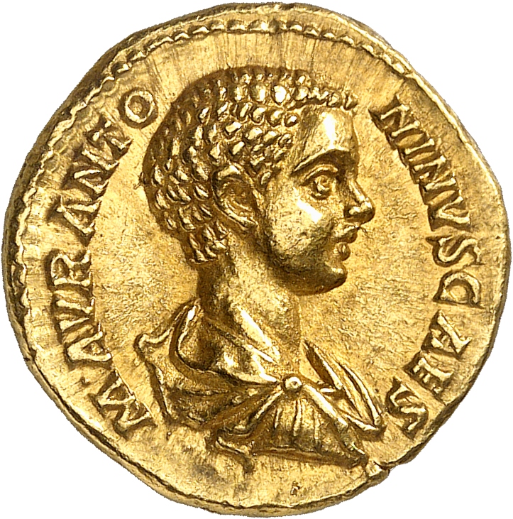 RIC IV Caracalla 5 (aureus) Caracalla obverse, Bust of Caracalla, bare-headed, draped, cuirassed, right