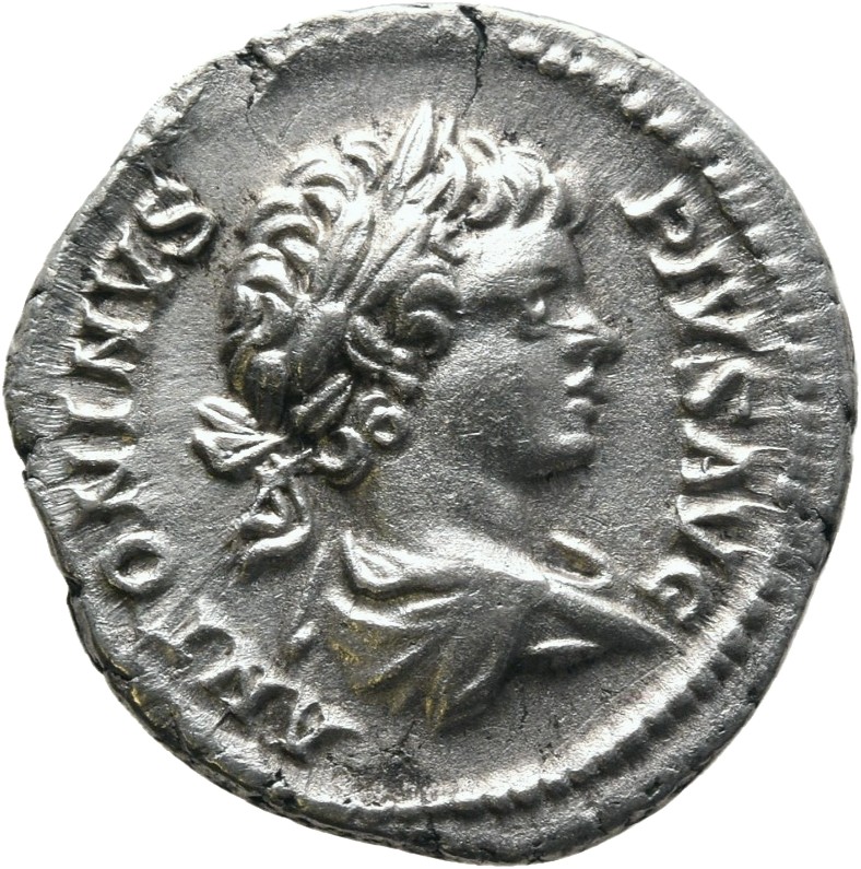 RIC IV Caracalla 63 Caracalla obverse, Bust of Caracalla, laureate, draped, right