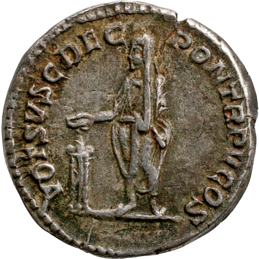 RIC IV Caracalla 68 Caracalla reverse, Caracalla, togate, standing left, sacrificing out of patera in right hand over alta...