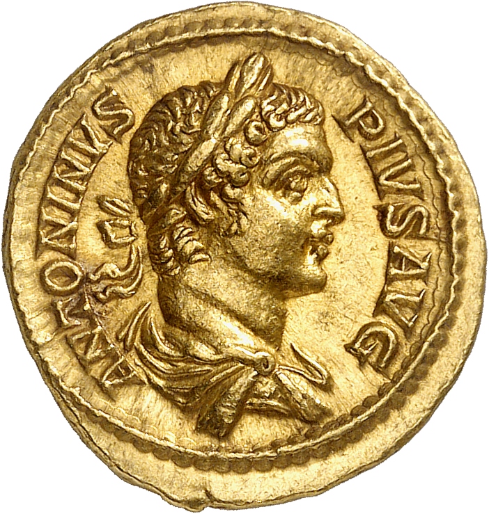 RIC IV Caracalla 80B (aureus) Caracalla obverse, Bust of Caracalla, laureate, draped, right