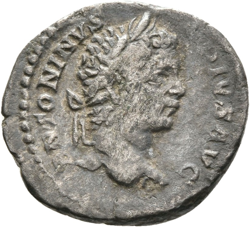 RIC IV Caracalla 89 Caracalla obverse, Head of Caracalla, laureate, right