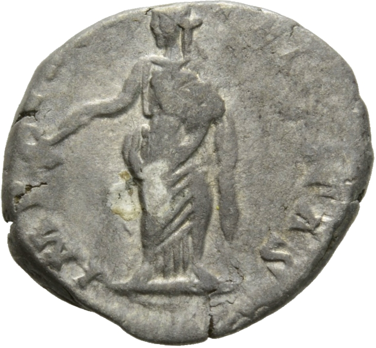 RIC IV Caracalla 9 Caracalla reverse, Felicitas, draped, standing left, holding caduceus in right hand and child in left arm