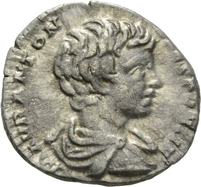 RIC IV Caracalla 9 Caracalla obverse, Bust of Caracalla, bare-headed, draped, right