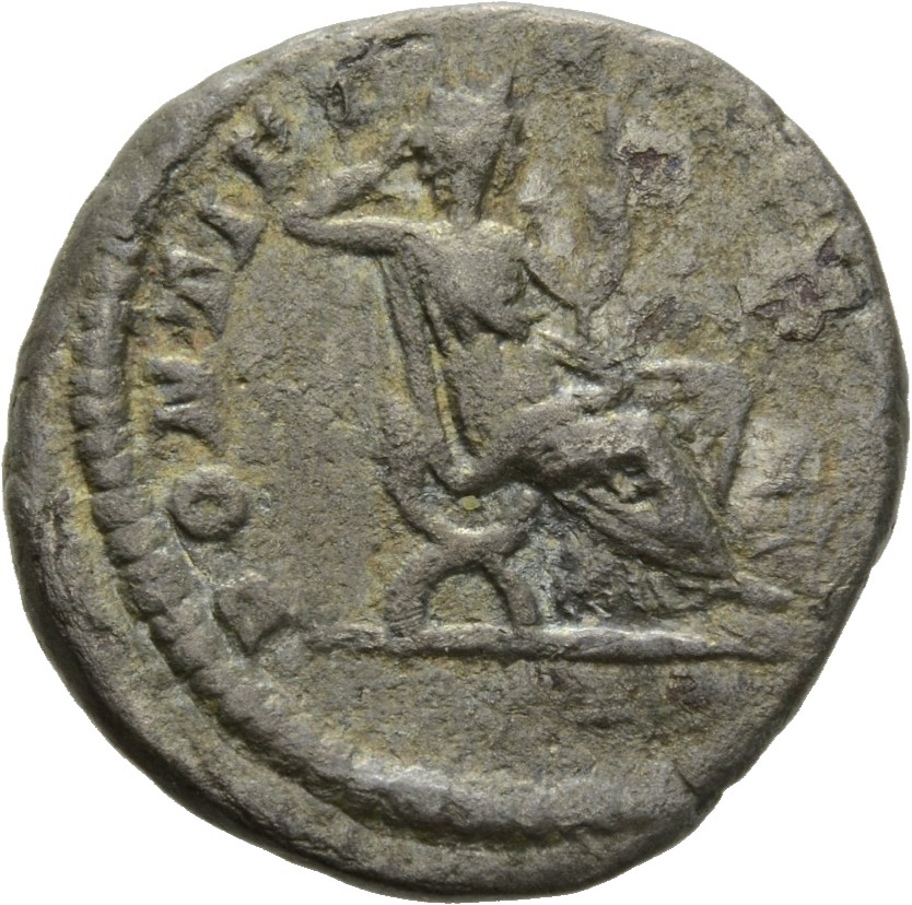 RIC IV Caracalla 92 Caracalla reverse, Securitas, draped, seated right on low seat, propping head on right hand and holdin...