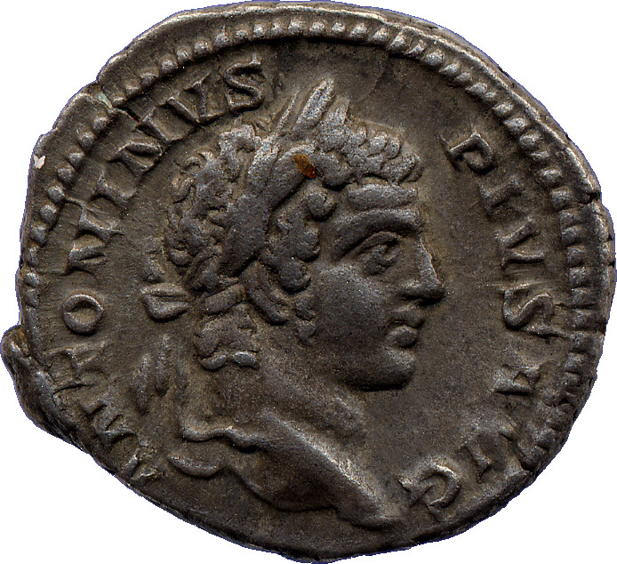RIC IV Caracalla 96 Caracalla obverse, Head of Caracalla, laureate, right