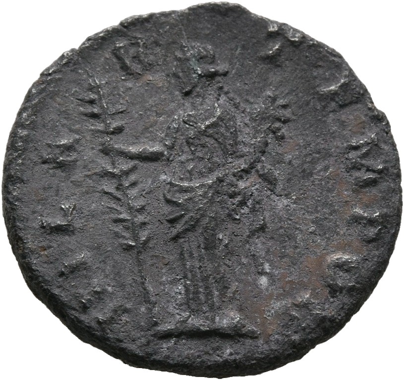 RIC IV Didius Julianus 10 (denarius) Didius Julianus reverse, Hilaritas, draped, standing left, holding a long palm in rig...