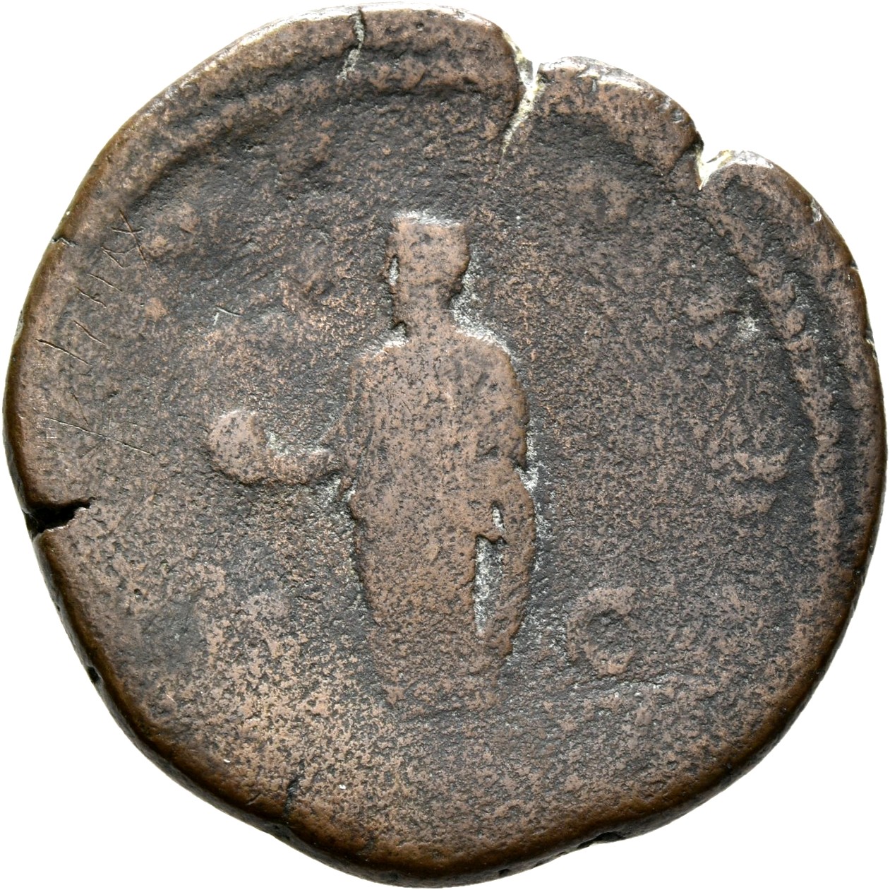 RIC IV Didius Julianus 16a Didius Julianus reverse — Julianus, togate, standing left, holding globe in right hand and roll...