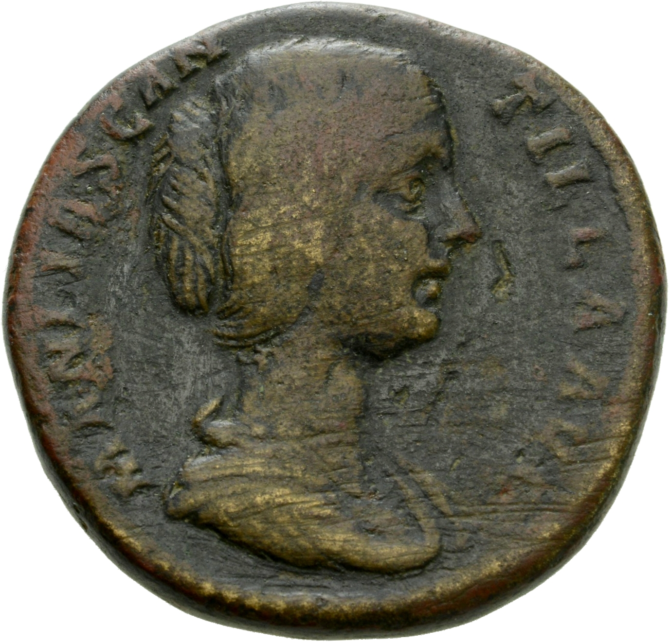 RIC IV Didius Julianus 18 Didius Julianus obverse, Bust of Manlia Scantilla, hair elaborately waved and coiled on back of ...