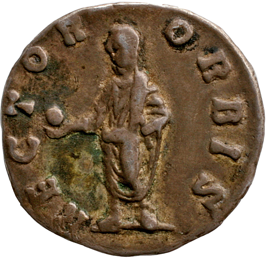 RIC IV Didius Julianus 3a (denarius) Didius Julianus reverse, Julianus, togate, standing left, holding globe in right hand...