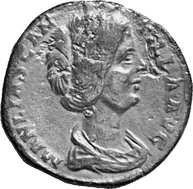 RIC IV Didius Julianus 7B Didius Julianus obverse, Bust of Manlia Scantilla, hair elaborately waved and coiled on back of ...
