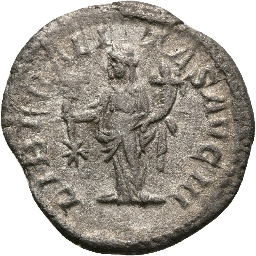 RIC IV Elagabalus 103 Elagabalus reverse — Liberalitas, draped, standing left, holding abacus in right hand and cornucopia...