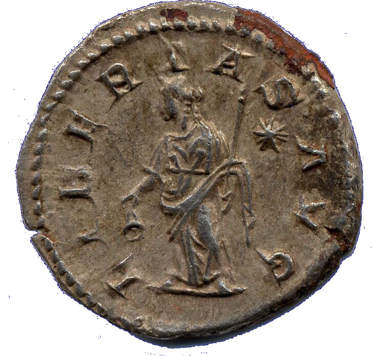 RIC IV Elagabalus 107b Elagabalus reverse, Libertas, draped, standing left, holding pileus in extended right hand and scep...