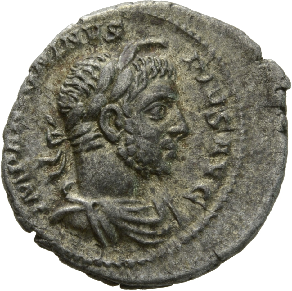 RIC IV Elagabalus 131 Elagabalus obverse, Bust of Elagabalus, usually horned, laureate, draped, right