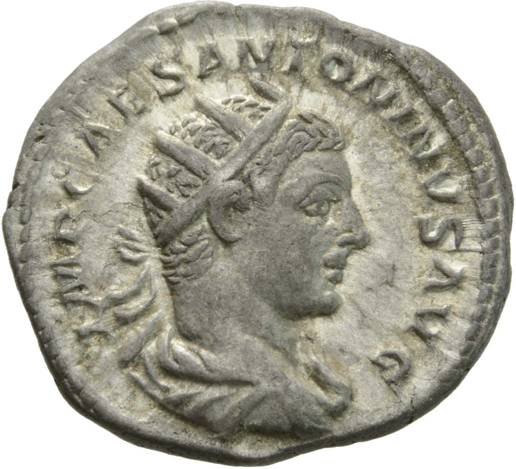 RIC IV Elagabalus 137e Elagabalus obverse, Bust of Elagabalus, radiate, draped, right