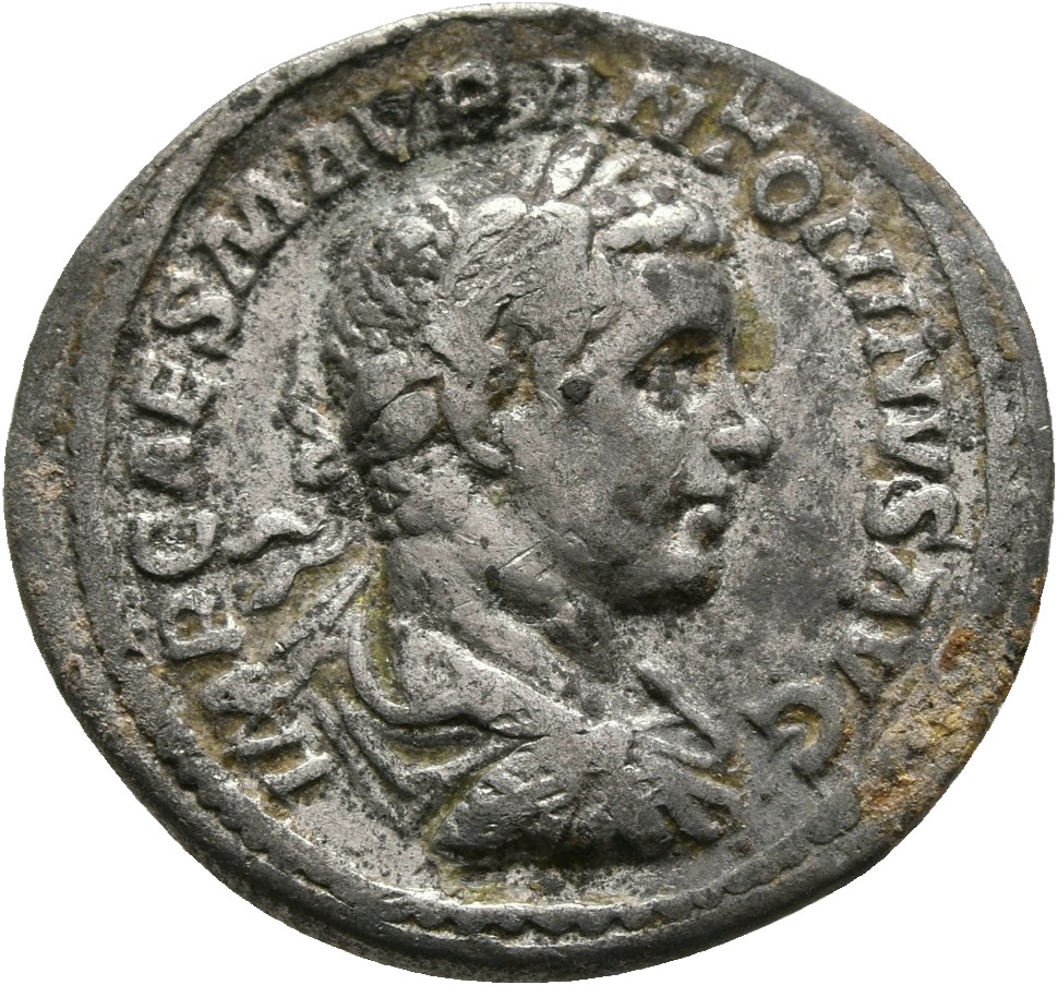 RIC IV Elagabalus 140d Elagabalus obverse, Bust of Elagabalus, laureate, draped, cuirassed, right