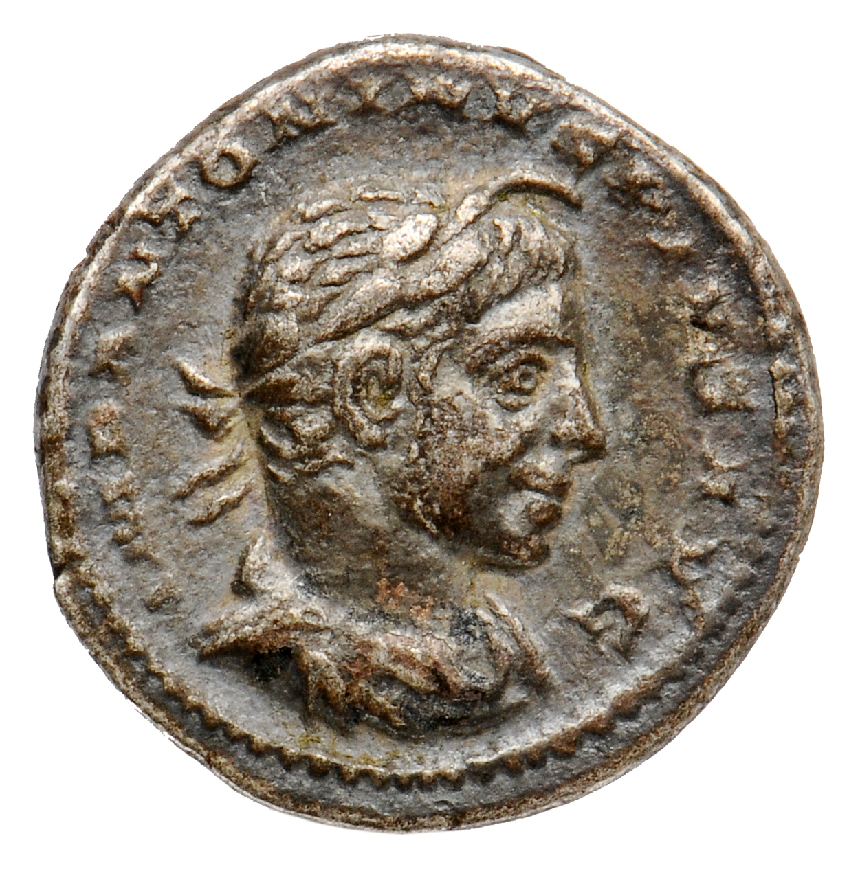RIC IV Elagabalus 146 Elagabalus obverse, Bust of Elagabalus, horned, laureate, draped, right