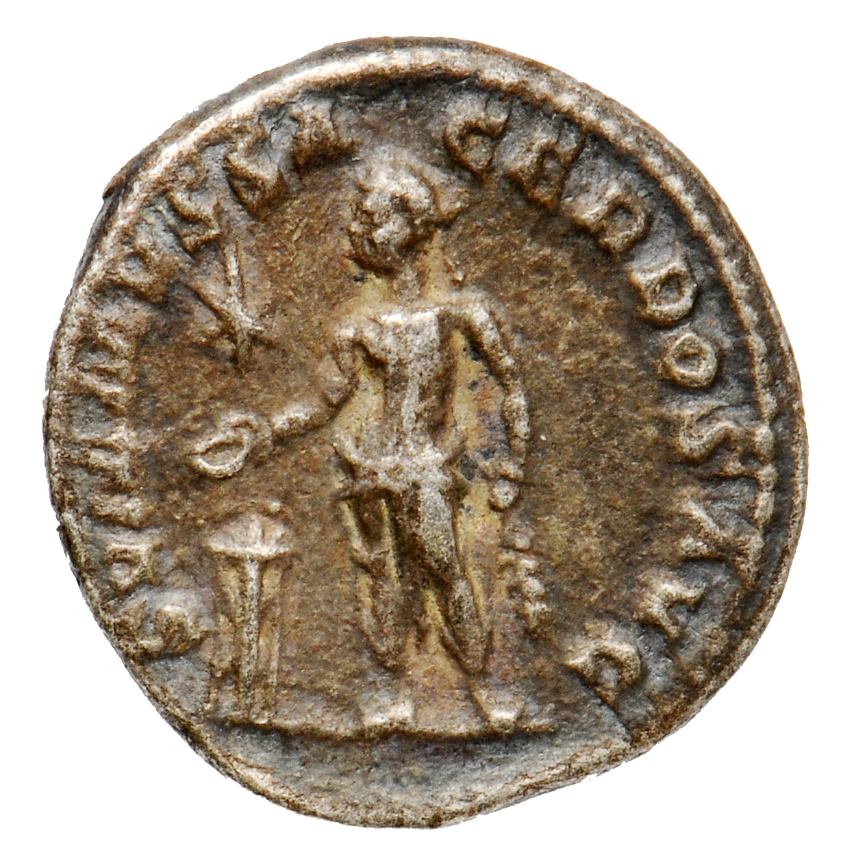 RIC IV Elagabalus 146 Elagabalus reverse, Elagabalus, in Syrian priestly robes, standing left, sacrificing out of patera i...