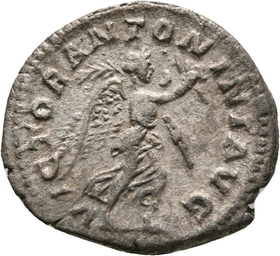 RIC IV Elagabalus 153 Elagabalus reverse, Victory, winged, draped, advancing right, holding wreath in extended right hand ...