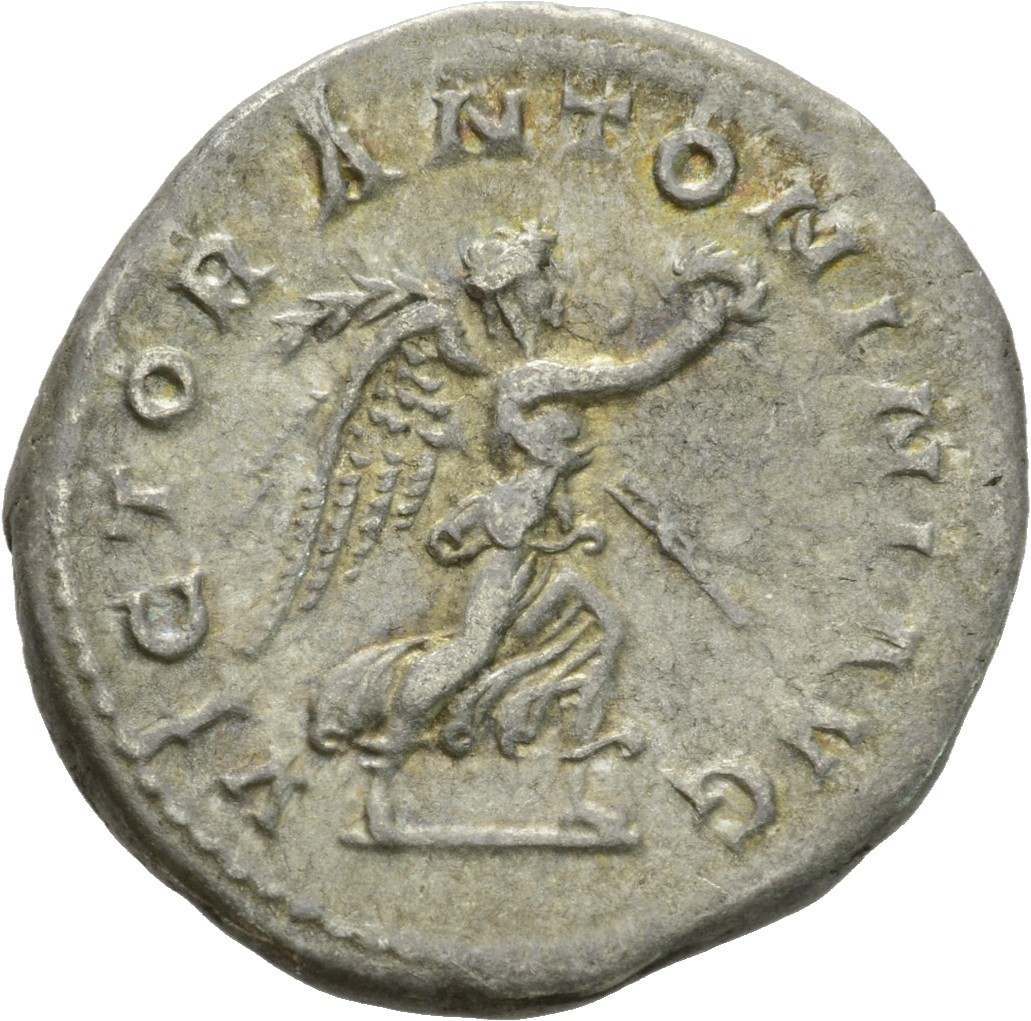 RIC IV Elagabalus 155e Elagabalus reverse, Victory, winged, draped, advancing right, holding wreath in extended right hand...