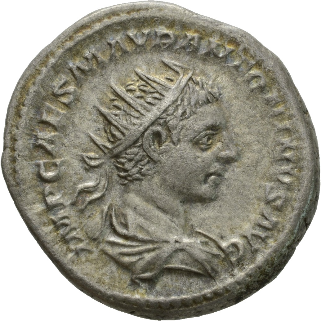RIC IV Elagabalus 155e Elagabalus obverse, Bust of Elagabalus, radiate, draped, right