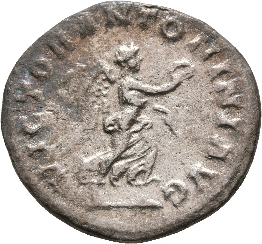 RIC IV Elagabalus 155f Elagabalus reverse, Victory, winged, draped, advancing right, holding wreath in extended right hand...