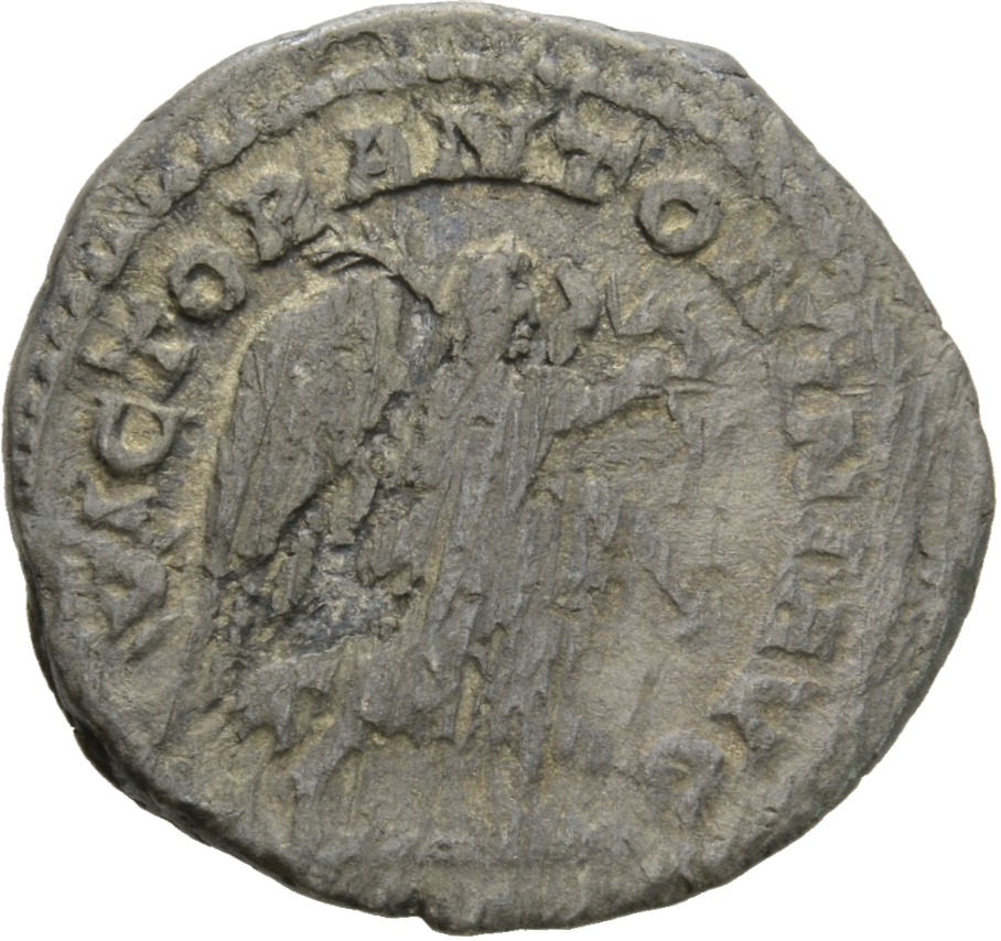 RIC IV Elagabalus 156d Elagabalus reverse, Victory, winged, draped, advancing right, holding wreath in extended right hand...