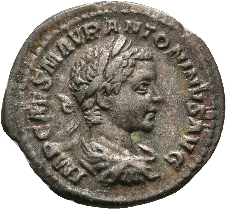 RIC IV Elagabalus 156d Elagabalus obverse, Bust of Elagabalus, laureate, draped, cuirassed, right