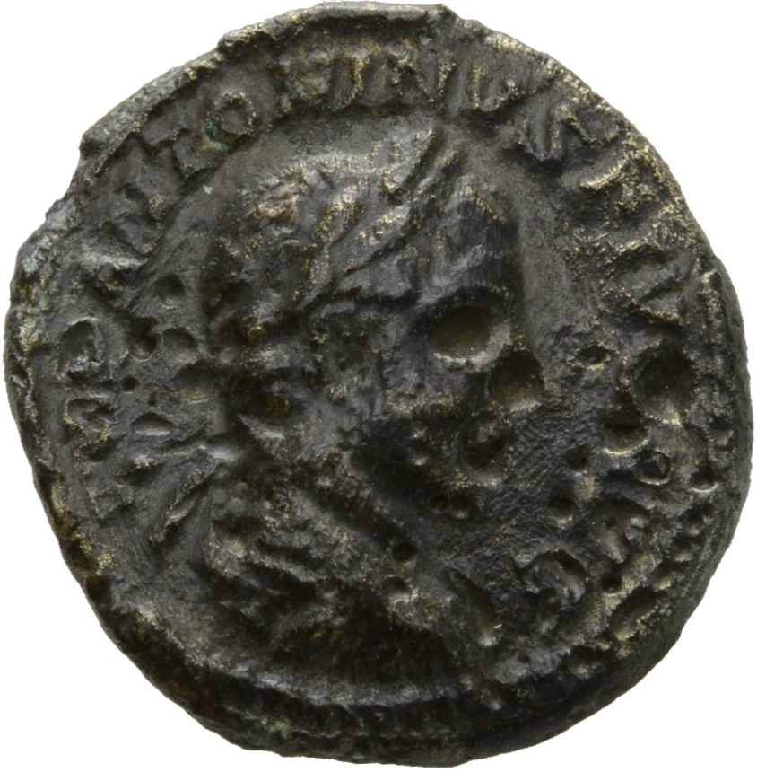 RIC IV Elagabalus 161d Elagabalus obverse, Bust of Elagabalus, laureate, draped, cuirassed, right