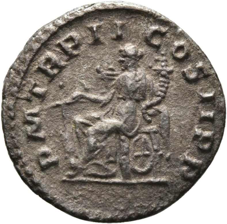 RIC IV Elagabalus 19 Elagabalus reverse, Fortuna, draped, seated left on low seat, holding rudder set on globe in right ha...