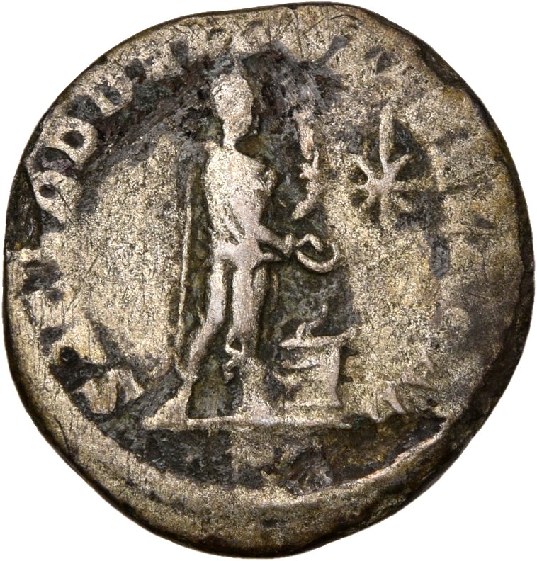 RIC IV Elagabalus 194 Elagabalus reverse, Elagabalus, in Syrian priestly robes, standing left, sacrificing out of patera i...