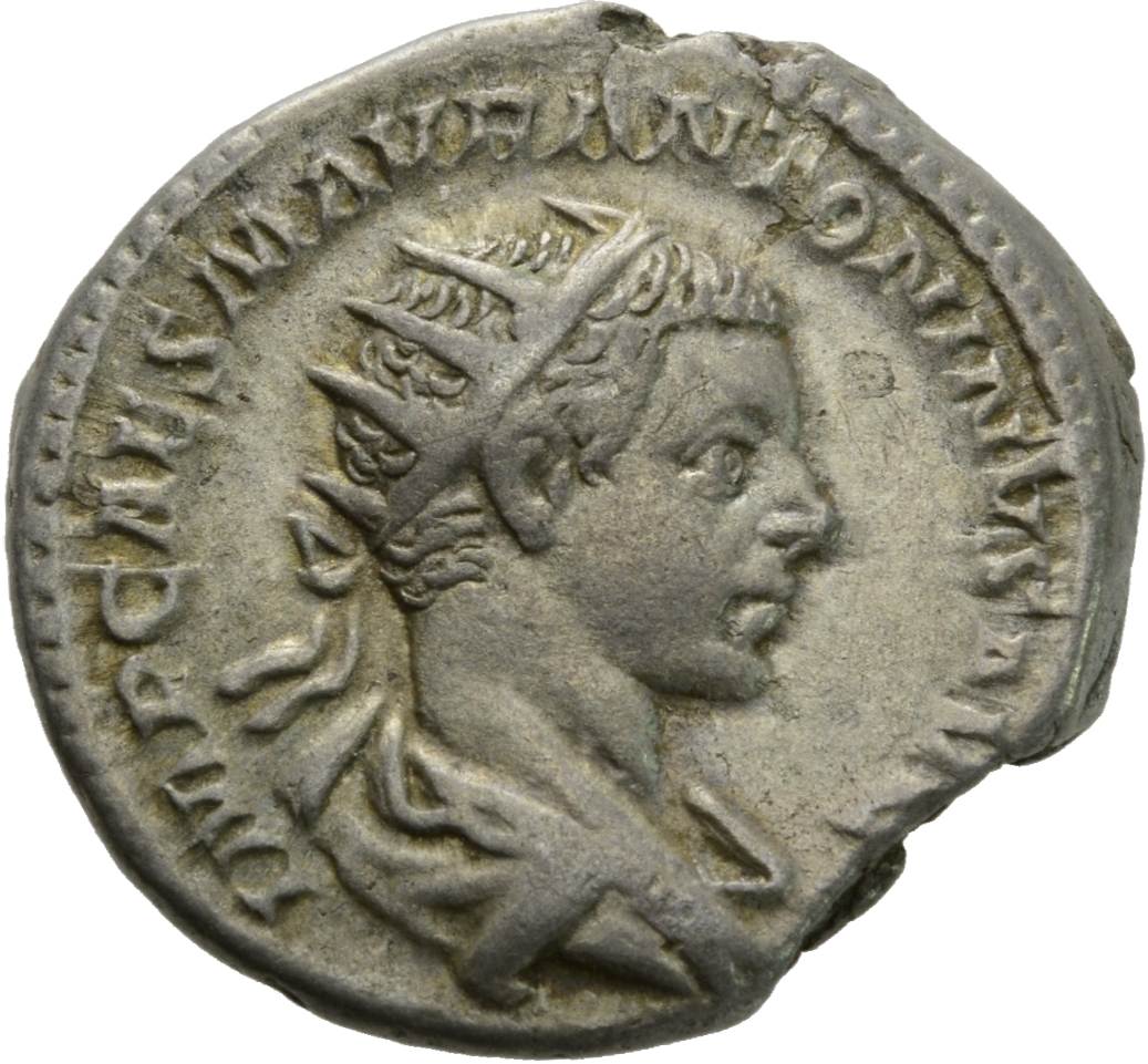 RIC IV Elagabalus 1e Elagabalus obverse, Bust of Elagabalus, radiate, draped, right