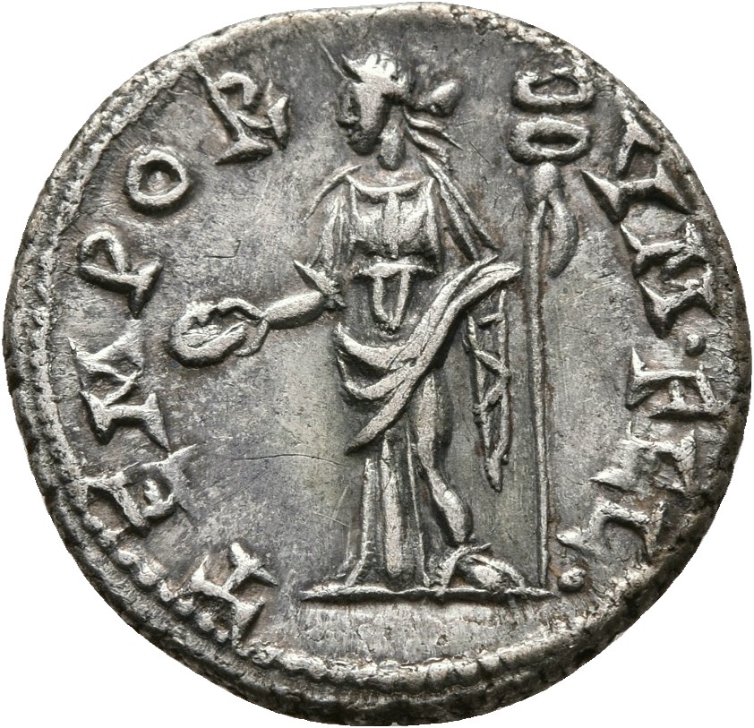 RIC IV Elagabalus 201d Elagabalus reverse, Felicitas, draped, standing left, holding patera in right hand and cornucopiae ...