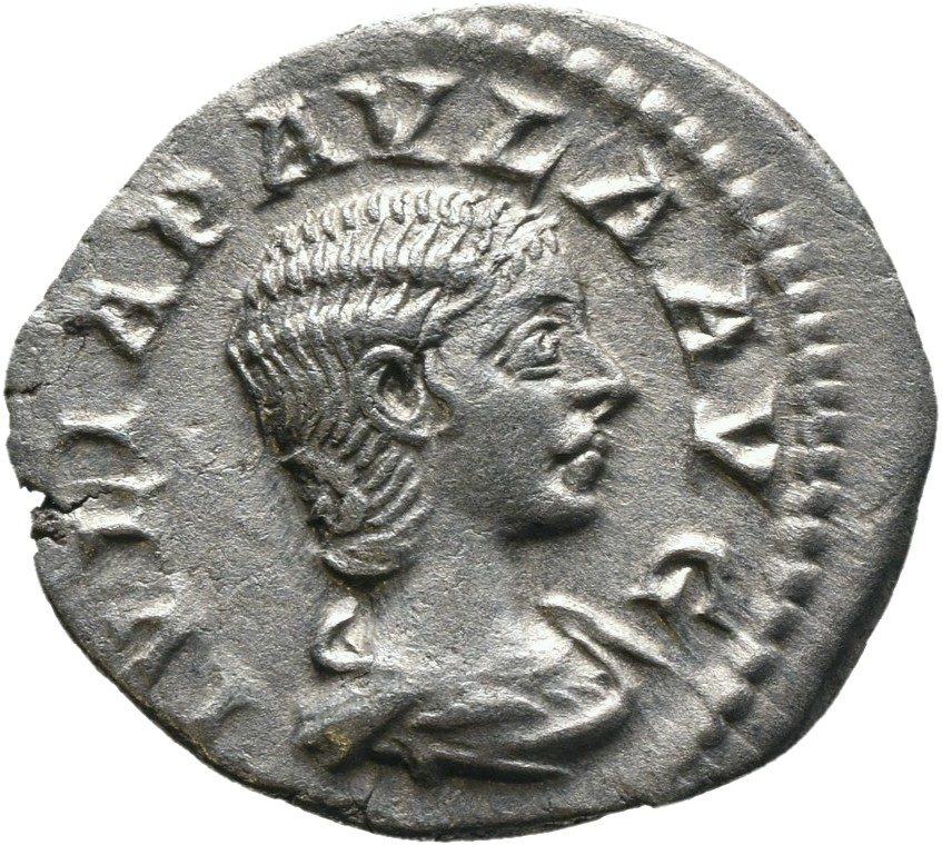RIC IV Elagabalus 222 Elagabalus obverse, Bust of Julia Paula, hair waved and fastened in plait, draped, right