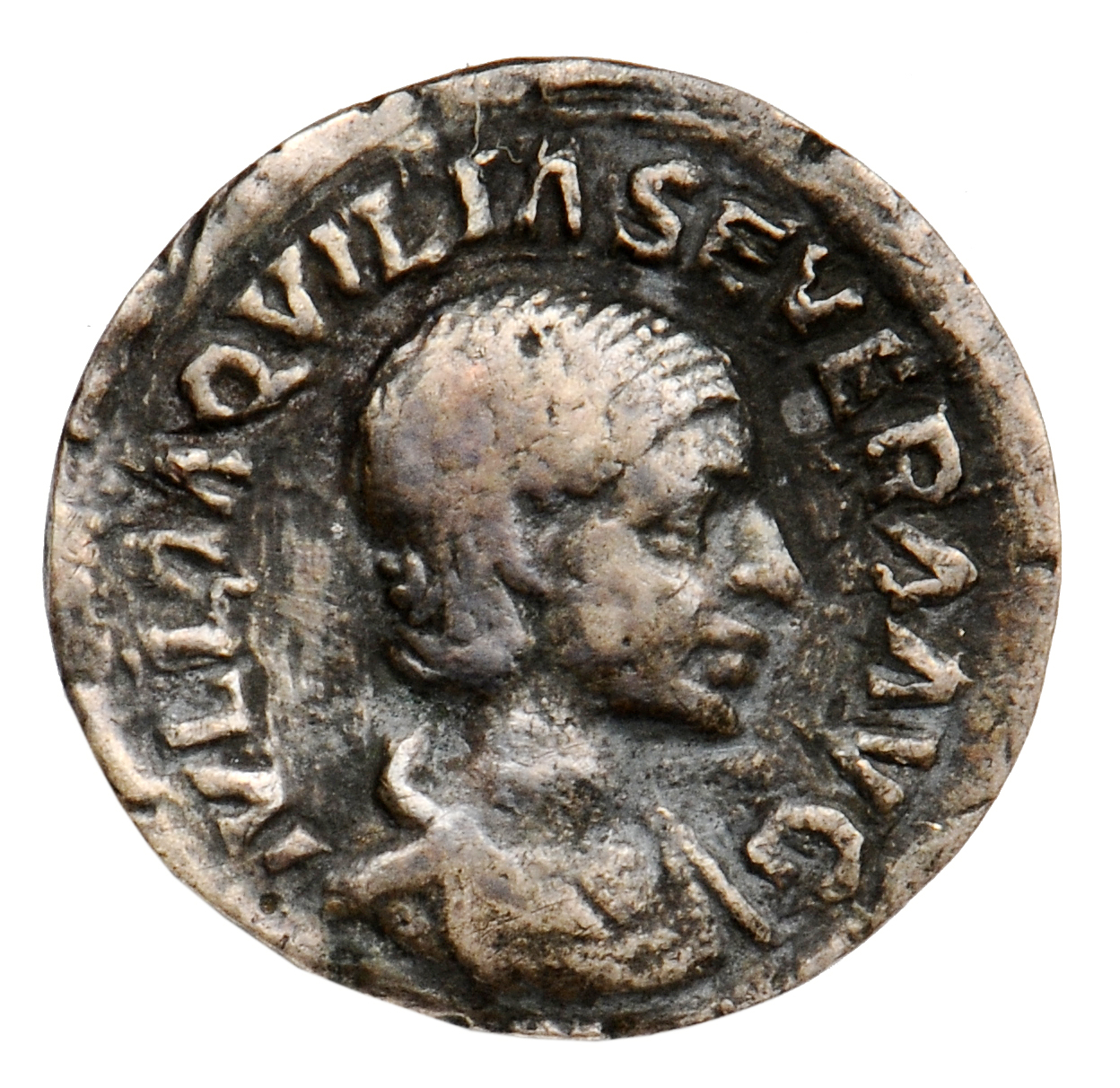 RIC IV Elagabalus 225 Elagabalus obverse, Bust of Aquilia Severa, hair waved and fastened in plait, draped, right