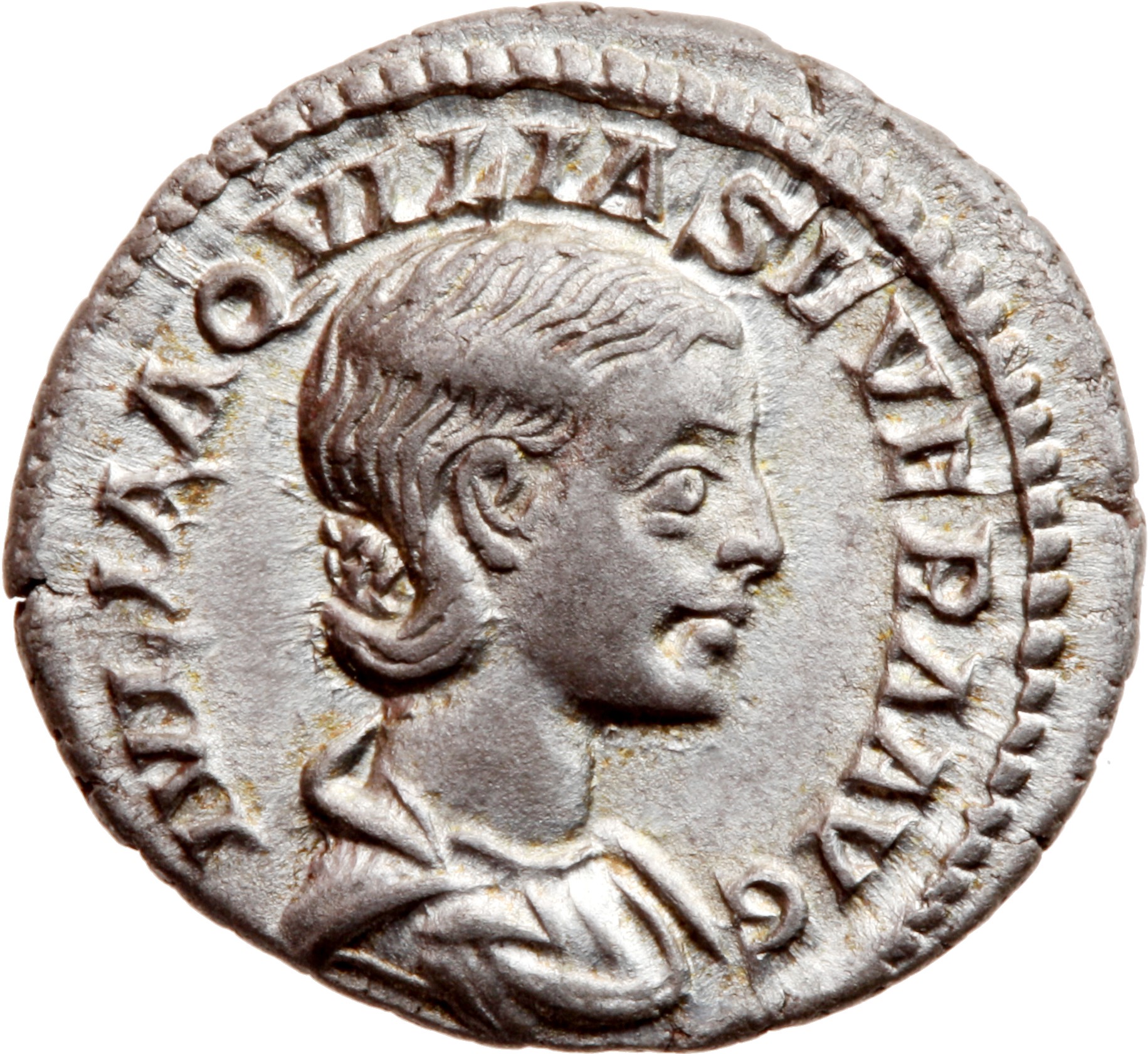 RIC IV Elagabalus 226 Elagabalus obverse, Bust of Aquilia Severa, hair waved and fastened in plait, draped, right
