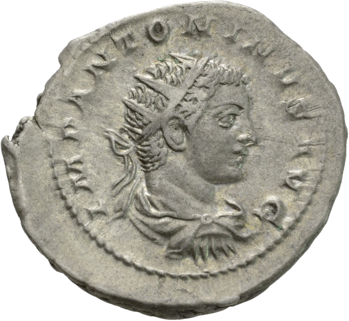 RIC IV Elagabalus 22f Elagabalus obverse, Bust of Elagabalus, radiate, draped, cuirassed, right