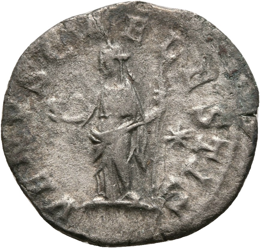 RIC IV Elagabalus 241 Elagabalus reverse, Venus, diademed, draped, standing left, holding apple in extended right hand and...