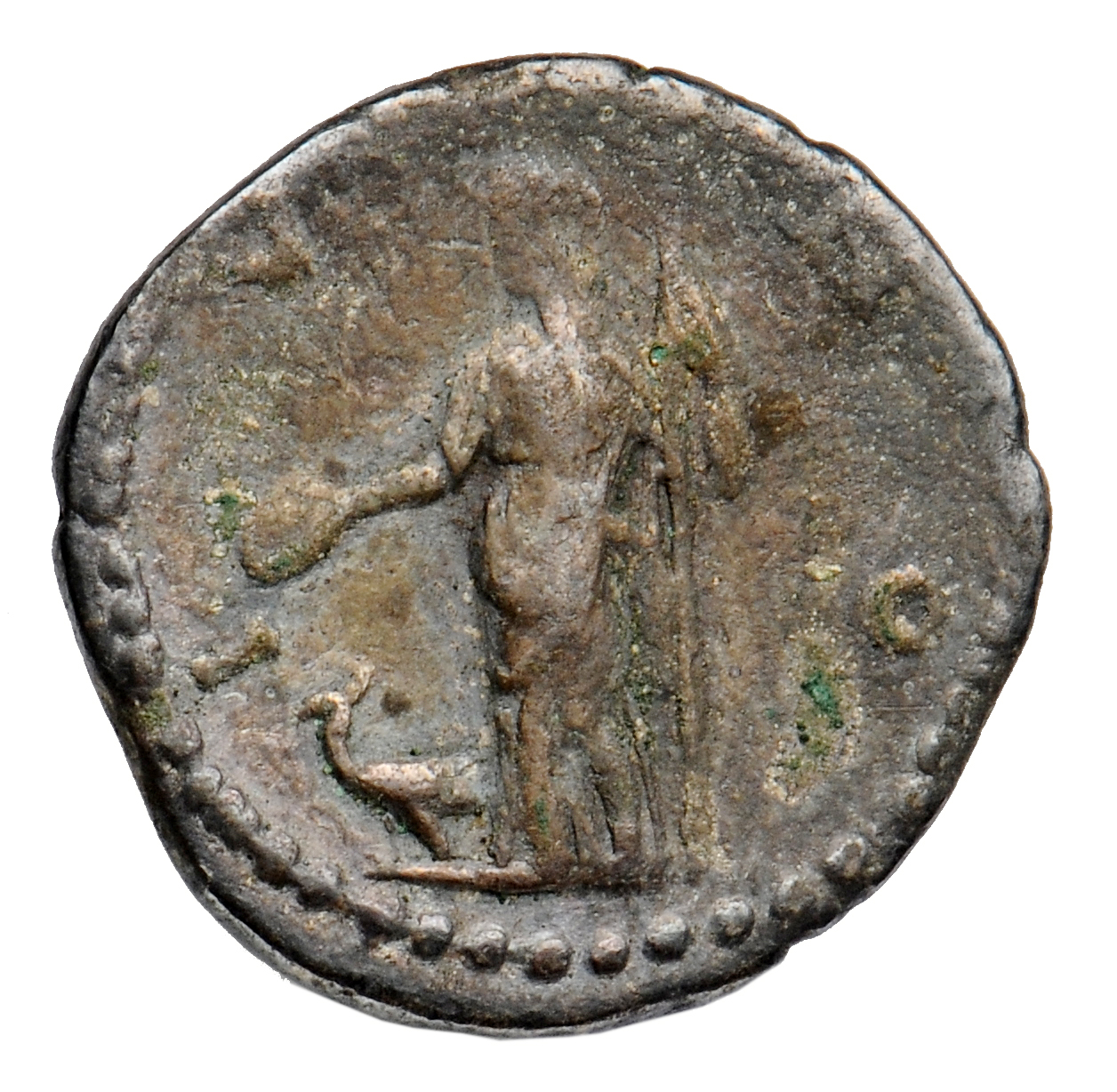 RIC IV Elagabalus 256 Elagabalus reverse, Juno, veiled, draped, standing left, holding patera in extended right hand and s...
