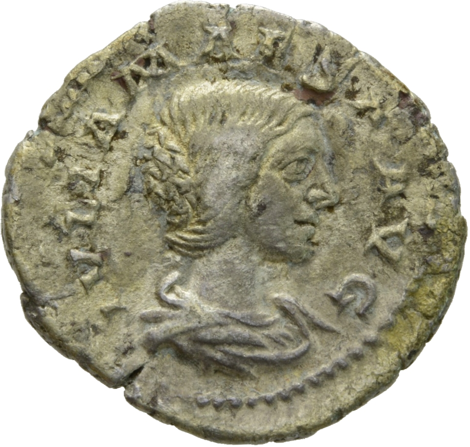 RIC IV Elagabalus 263 Elagabalus obverse, Bust of Julia Maesa, hair waved and turned up low at the back, draped, right