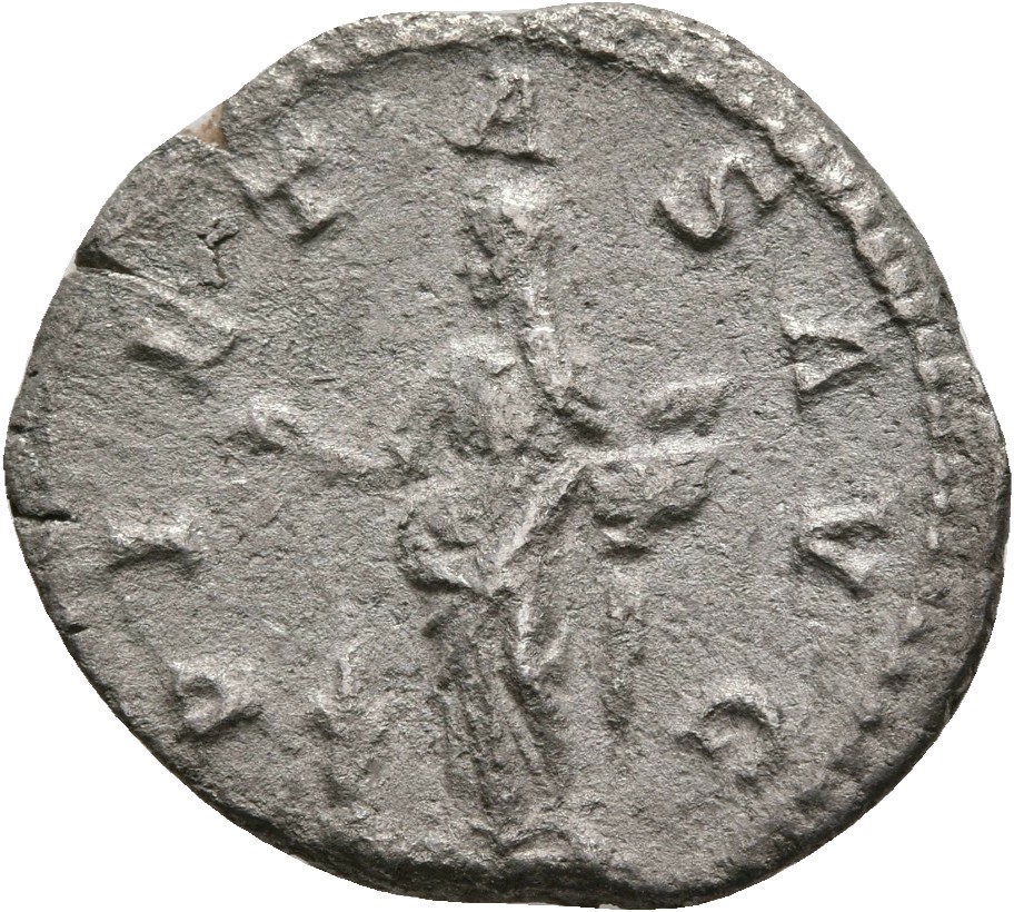RIC IV Elagabalus 263 Elagabalus reverse, Pietas, draped, standing left, sacrificing with raised right hand over lighted a...